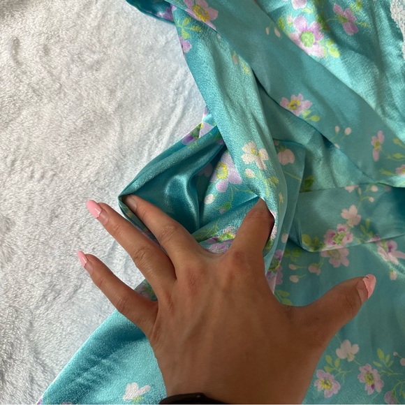 Teal Floral Lace Night Gown Robe - Picture 4 of 8